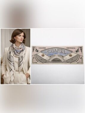 Authentic Chanel 100% Silk Handkerchief Scarf French Habana Cuba 2017 Cruise
